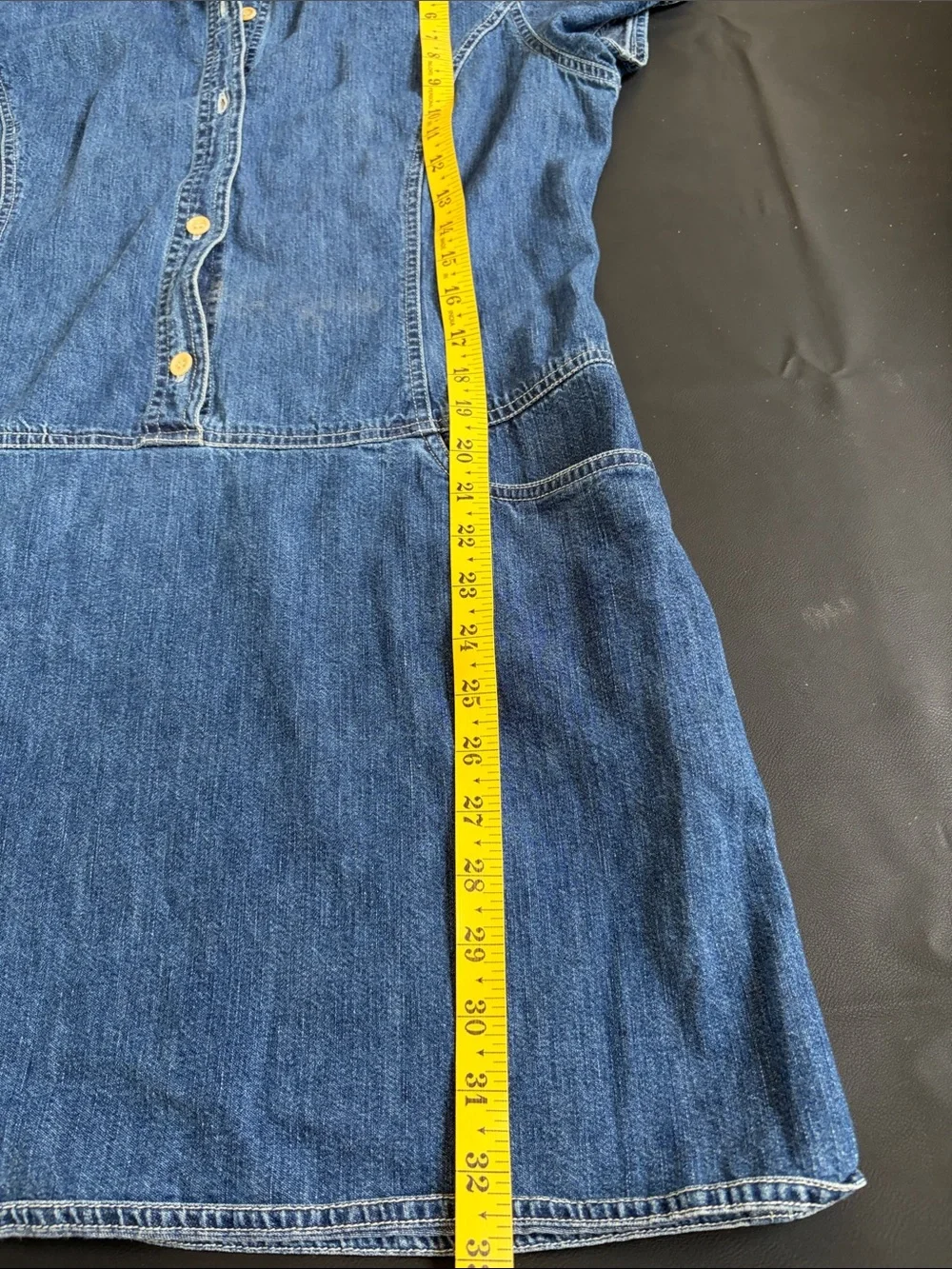 Crew Denim Button Front Shirt Dress with Pockets